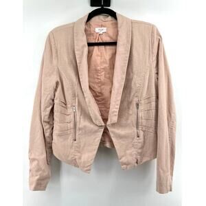Chocolate USA Women's Linen Blazer Size L Pink Lightweight Business Casual Coat